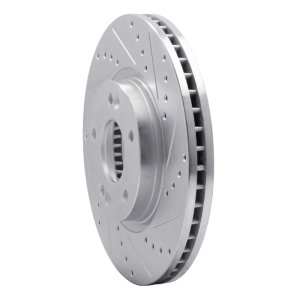 Hyundai Santa Fe Brake Rotor (1) - Front Right - R1 Concepts - Drilled & Slotted - Silver - `07-`09